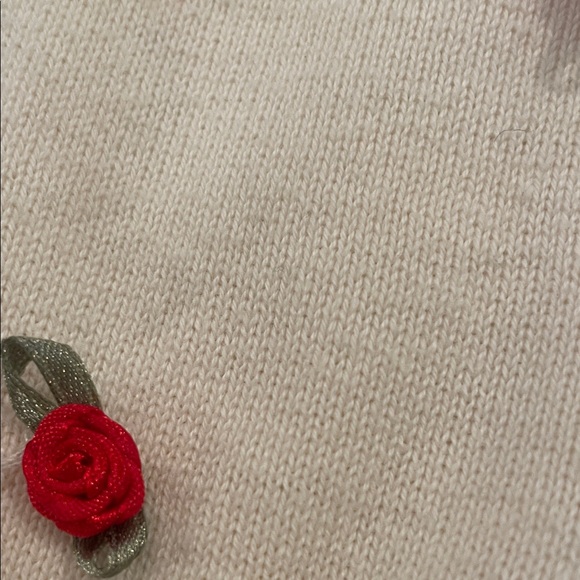 Pink Chicken Toddler Girl’s Cream Cardigan with Red Rosettes - Picture 7 of 7